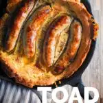 Toad in the Hole is about as British as can be, sausages in a Yorkshire pudding batter and baked to perfection, forget Sunday lunches this is quintessentially British! #easyyorkshirepuddingrecipe #traditionalbritishfood