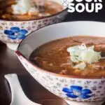 Hot and sour soup is a staple of Chinese restaurants and a personal favourite, this vegetarian version runs with tofu and shiitake mushrooms and is ready in less than 30 minutes. #simplehotandsoursoup #spicysouprecipes
