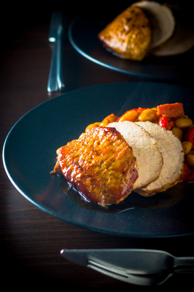 Honey Roast Pork Loin with Chorizo and Red Pepper