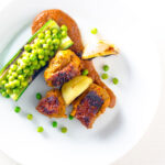 Tikka Masala goes fancy with this Duck Tikka Masala beautifully grilled with a tamarind and honey sauce, cucumber and peas!