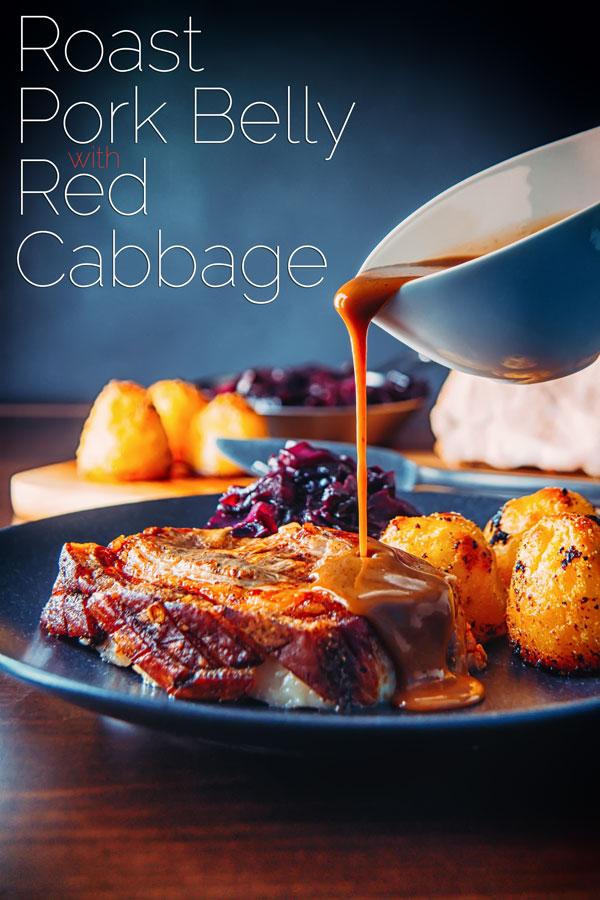 Crispy Slow Roast Pork Belly with Gravy Krumpli