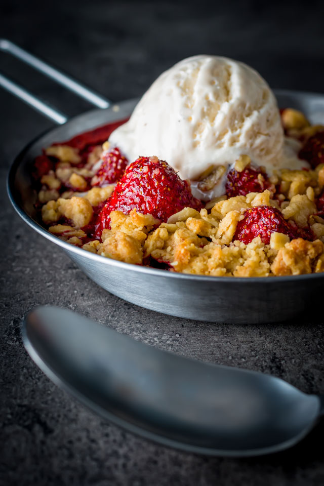 Balsamic Strawberry Crumble Balsamic vinegar really does make the flavour of strawberries pop and so this balsamic strawberry crumble is a strawberry delight, try it, seriously!