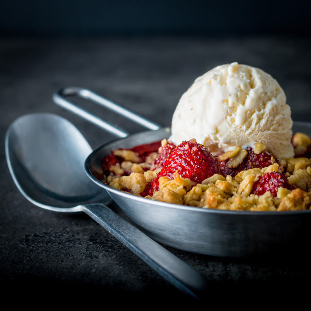 Balsamic Strawberry Crumble Balsamic vinegar really does make the flavour of strawberries pop and so this balsamic strawberry crumble is a strawberry delight, try it, seriously!