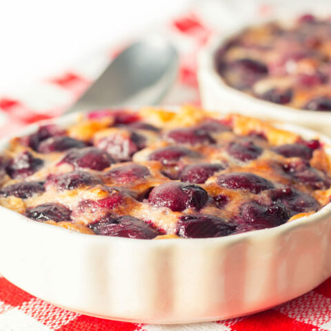 Cherry Clafoutis is a classic French Dessert dating back to the 19th Century loaded with lovely Cherries I flavour mine with a hint of almond liqueur.