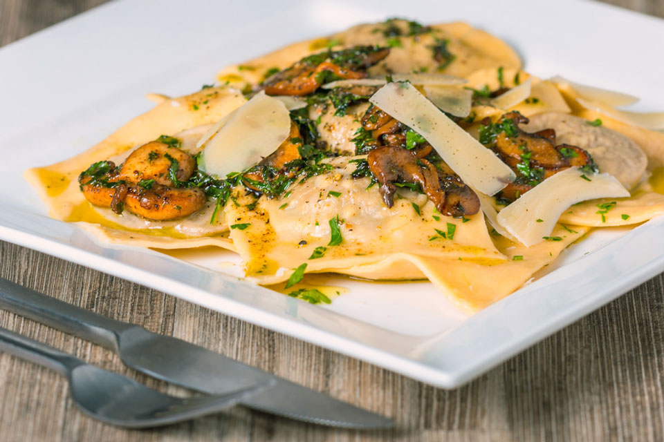 Balsamic & Garlic Mushroom Ravioli A grown up Balsamic Mushroom Ravioli that is well worth the effort to make for those of you that love Garlic and Mushrooms!