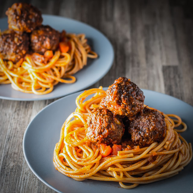 Spaghetti and Meatballs, an all time favourite that I am sure every cook has a version of, this is mine complete with pine nuts!