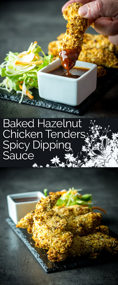 These Baked Hazelnut Chicken Tenders come bundled with a Spicy Dipping Sauce and can be munched on just 25 minutes after opening your cupboard!