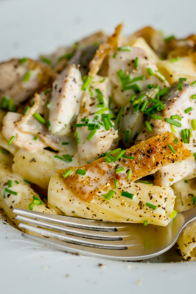 Creamy Lemon Chicken Pasta Chicken thighs provide an intense chicken flavour in this creamy lemon chicken pasta, throw in some anchovies and capers and you have a taste sensation!