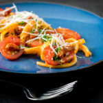 My version of Bucatini all'Amatriciana the classic simple pasta recipe from the Lazio region of Italy, not strictly authentic but it follows the main theme.