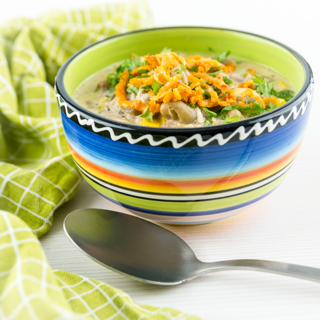 Slow Cooker Creamy White Chicken Chili I've long been intrigued by the ideas of a creamy white chicken chili, so I went ahead and worked on my own version of this unusual spicy treat!