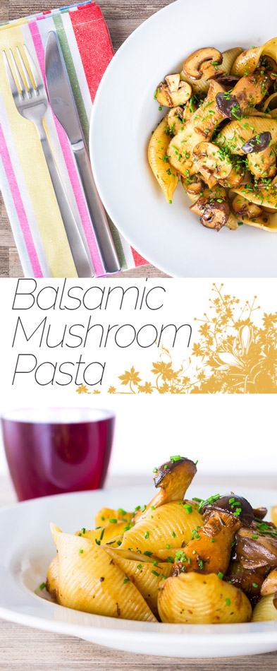 Mushrooms lend themselves so well to pasta dishes and this balsamic mushroom pasta features both chestnut mushrooms and 'french horn' mushrooms enriched with butter and Balsamic vinegar.
