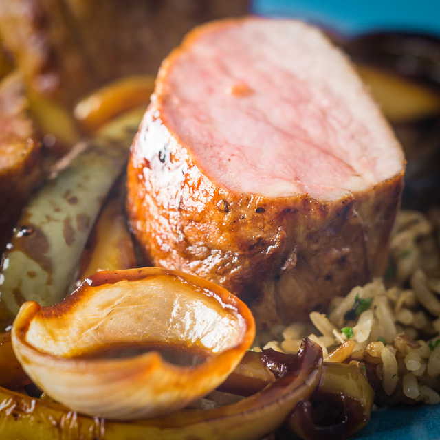 Sweet and Sour Roast Pork Tenderloin With Egg Fried Rice Roast pork tenderloin offers the perfect way to change up what is typically a sweet and sour stir fry dish, the pork is so tender and soft and needs just 15 minutes in the oven!