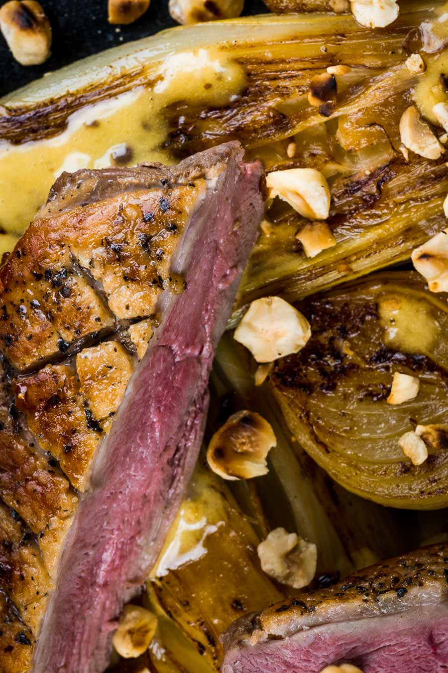 Pan Fried Duck Breast with Braised Endive and Anchovy Sauce This perfectly pan fried duck breast utilises the cold pan method and is bundled with some gloriously braised endive and a sexy anchovy sauce.