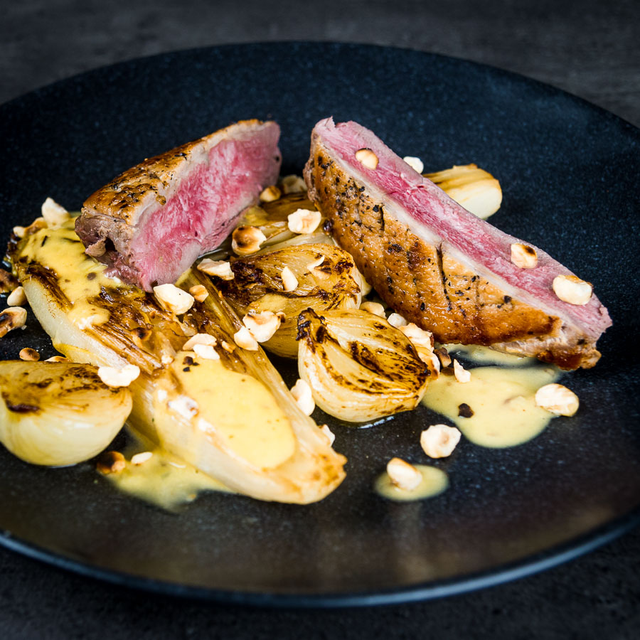Pan Fried Duck Breast with Braised Endive and Anchovy Sauce This perfectly pan fried duck breast utilises the cold pan method and is bundled with some gloriously braised endive and a sexy anchovy sauce.