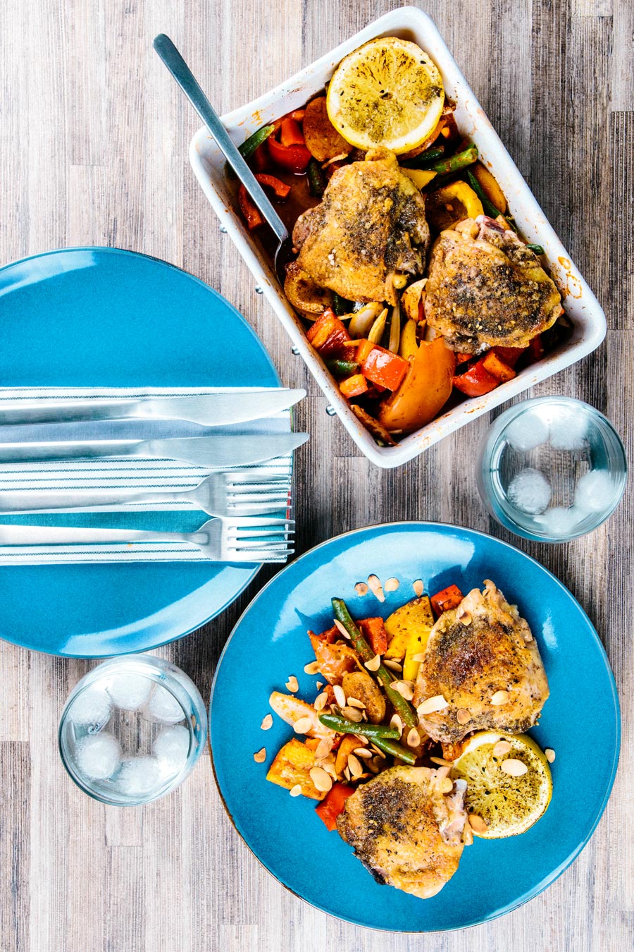 Spiced Baked Bell Pepper Chicken This spiced baked bell pepper chicken is so easy it hurts and is packed with North African and Persian flavours providing a ray of winter sunshine!