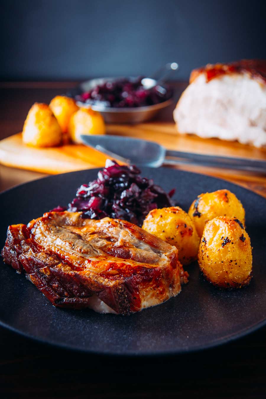 Crispy Roast Pork Belly With Red Cabbage Krumpli