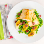 This Pan Fried Cod with Peas and Leeks is livened up with a little salami and represents the best of early spring for me, and the kicker is it is all ready in well under 30 minutes!