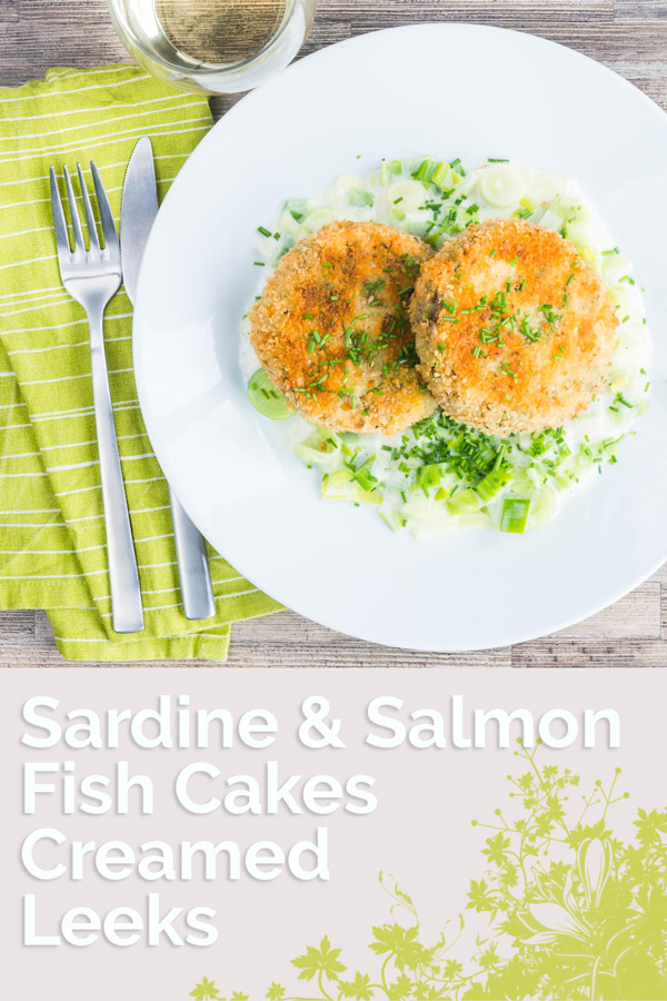 These wonderful sardine and salmon fish cakes are packed full of great spring flavours and come served with fantastic creamed leeks.