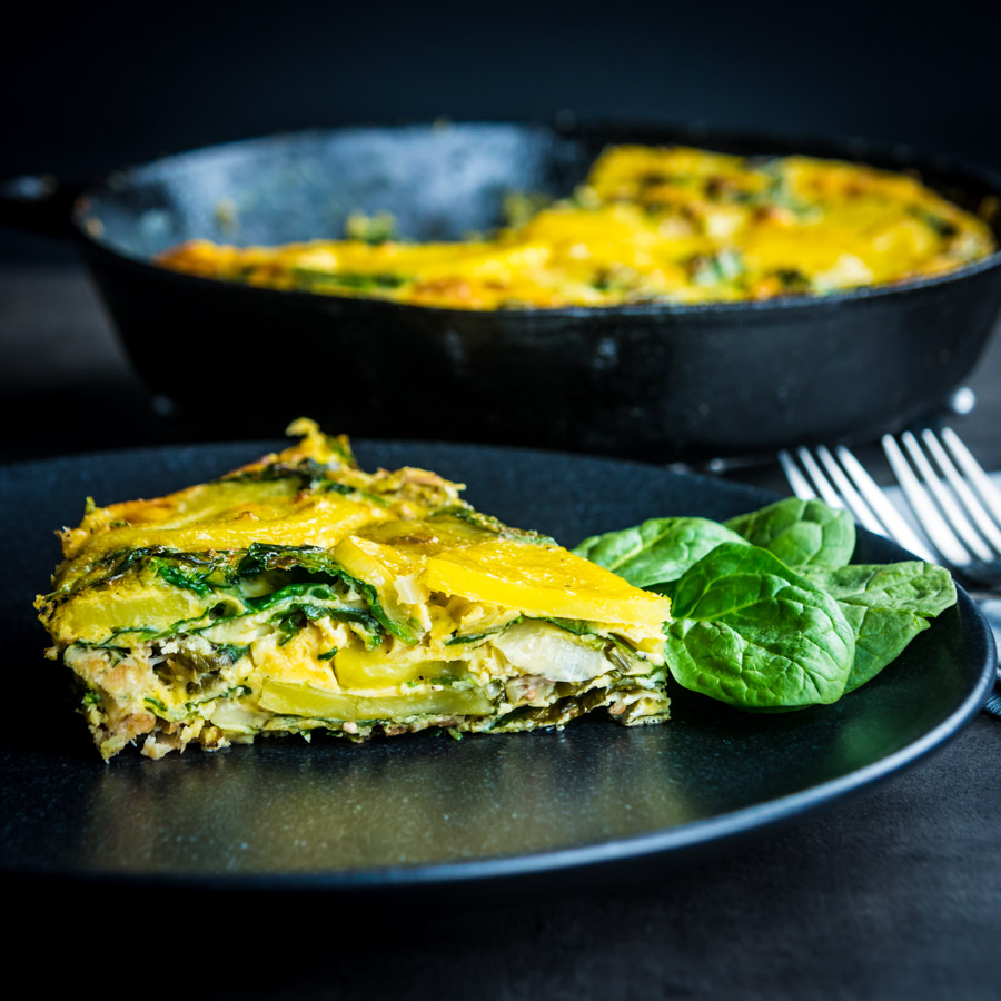 Smoked Trout Potato Frittata Call it what you will, potato frittata, Spanish omlette tortilla española or even tortilla de patatas you still have a great base for the most simple and frugal of meals, this one uses smoked trout and capers to push it over the edge!