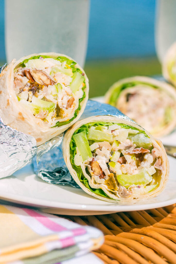 A fairly classic Waldorf salad featuring celery and apple forms the base for these picnic friendly Waldorf Salad Wraps, a fantastic summer treat!