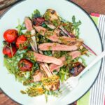 Chimichurri Sauce is the now classic Argentine and Uruguian uncooked sauce that is the perfect accompaniment to grilled meats and in this case, rump steak!