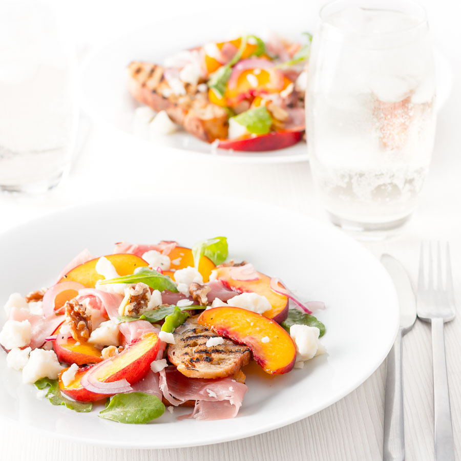 Ham and Cheese Salad with Pickled Peaches Ham, cheese and pickles are a well-trodden path for a salad the pickled peaches in this salad really sets it apart from the rest and they are borderline genius!