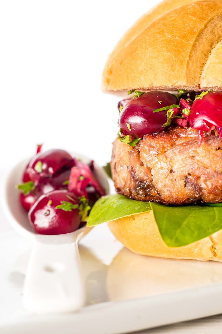 Shredded Duck Burger with Cherry Salsa-2 You all know by now I have favourite "couples" when it comes to food, this cherry and duck burger is built on the back of one of may favourite "couples".