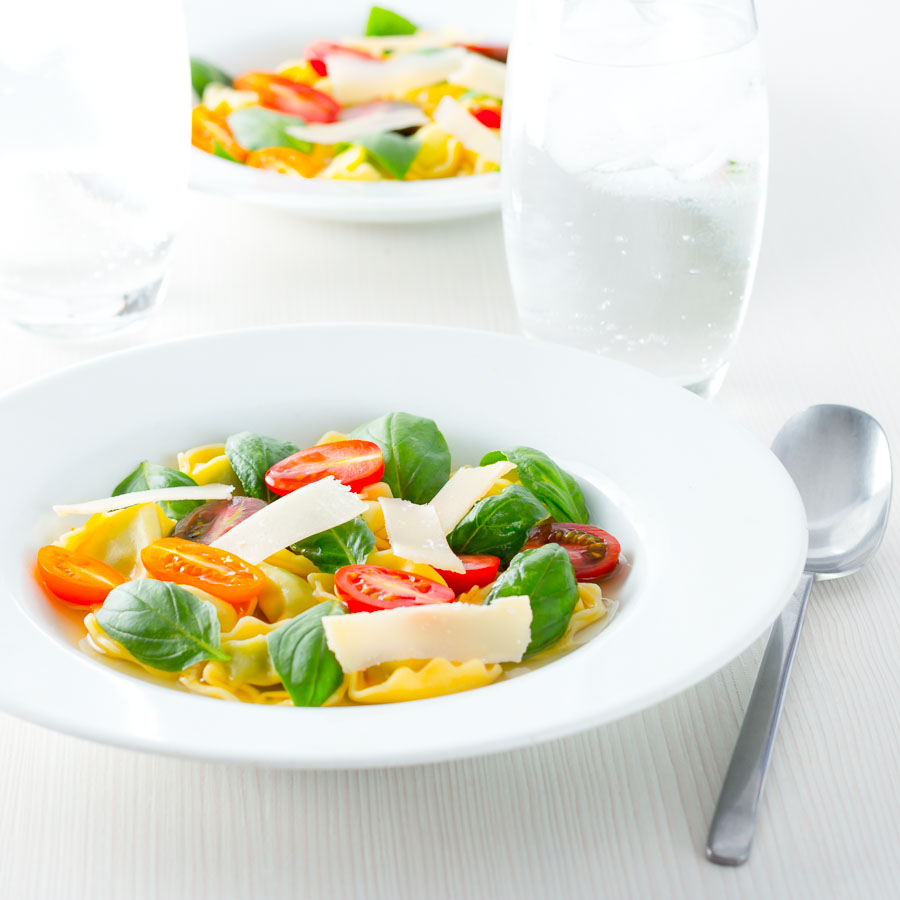 This recipe will probably taste more of tomatoes than anything else you have ever eaten, the tomato consomme in this simple pasta dish is pure perfection!