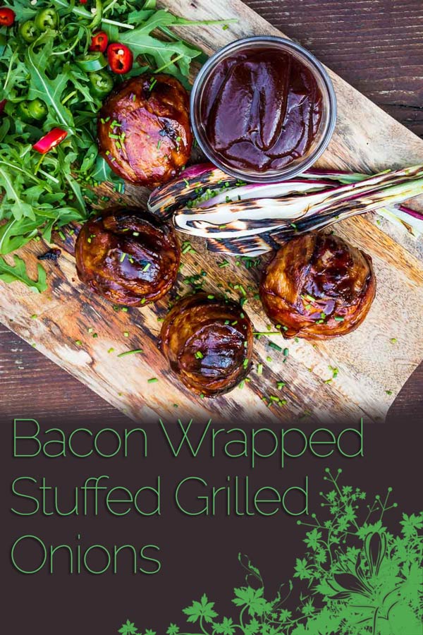 These bacon wrapped grilled stuffed onions are insanely good, a perfect beef meatball stuffed inside an onion, then wrapped in bacon. Grilled to perfection then glazed in BBQ sauce! #grilling #grilledfood #grillingrecipes #BBQ #recipe #recipeideas #recipeoftheday