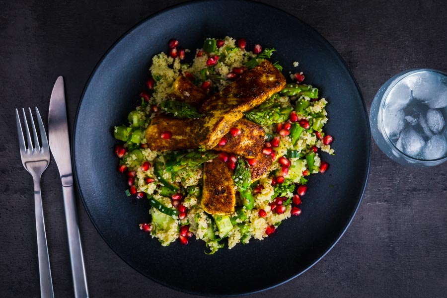 Zaatar Halloumi Cheese With Couscous This Zaatar Halloumi Cheese With Cous Cous combines zaatar marinated and sautéd halloumi cheese with a fresh spring like couscous salad!