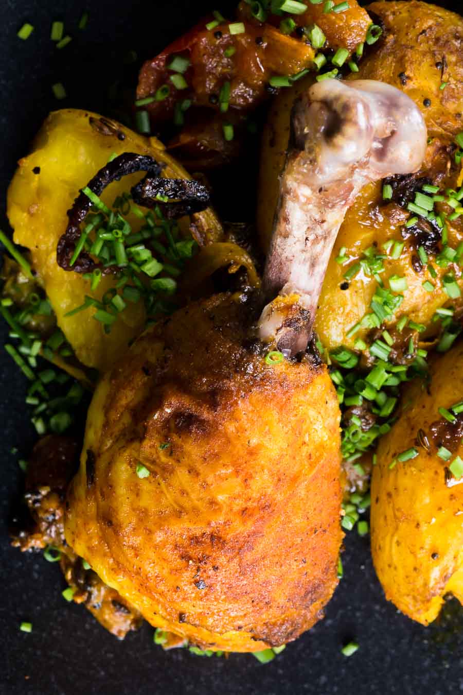 Bombay Potatoes With Chicken Legs | Krumpli