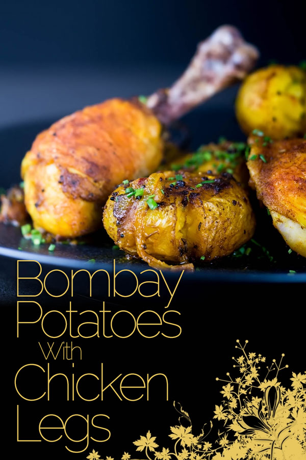 Bombay potatoes or Bombay Aloo are the perfect side dish to these simply roasted spiced chicken legs. Spiced with Indian flavours in a dish that is not a Curry! #indianfood #indianrecipes #potatorecipes #chickendinner #recipeoftheday #recipeideas #recipes