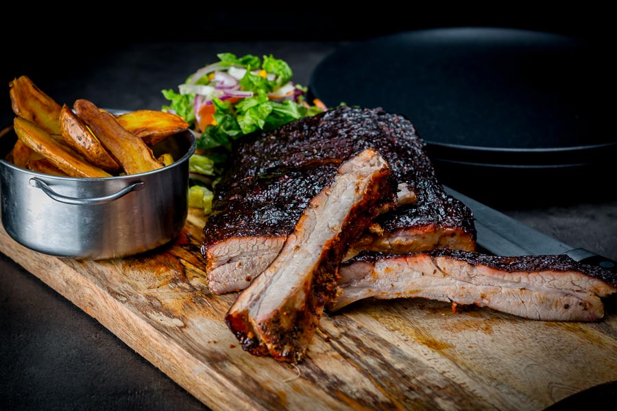 What could possibly be wrong about sticky slow roasted bbq ribs served with a roasted onion BBQ style dipping sauce and not a BBQ in sight.