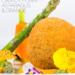 These confit duck leg bonbons are at the centre of a surprisingly light and wonderfully fancy meal featuring an orange and cumin puree and asparagus. #ducklegrecipes #datenightfood