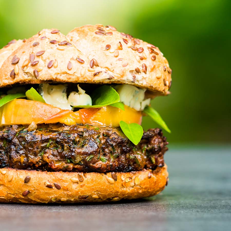 Venison Burger With Peaches And Blue Cheese | Krumpli Venison Burger With Peaches And Blue Cheese | Krumpli
