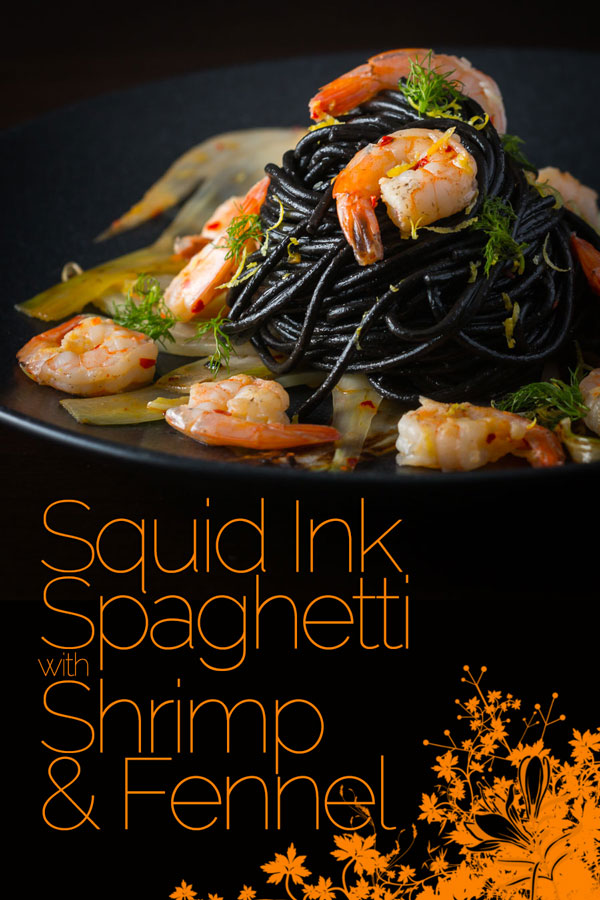 Bring a bit of bling to your spaghetti with shrimp by adding some squid ink pasta and the classics chili, garlic and lemon juice. #pasta #simplepastarecipes #datenightrecipes #prettypasta #fishpasta #shrimp #recipe #recipeideas #recipeoftheday