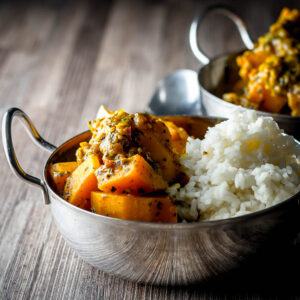 Pumpkin is the most wonderfully versatile ingredient and this pumpkin curry of Burmese influence is softened with Tamarind with a beautiful mint back note.