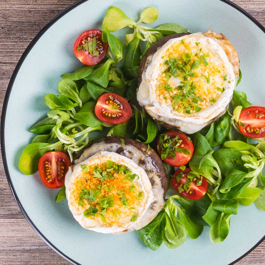 Caramalised Onion and Goats Cheese Stuffed Portobello Mushrooms These stuffed portobello mushrooms evoke the flavours of a classic goats cheese and onion tart stuffed inside wonderfully baked mushrooms.