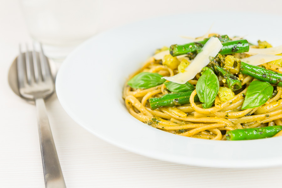 Ligurian Pesto Pasta with Potatoes and Green Beans Pesto Pasta with potatoes may sound odd but it is a really popular dish in the Ligurian region of Italy, a place where pesto is very much king!