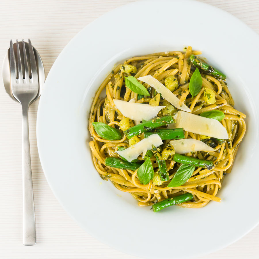 Pesto Pasta with potatoes may sound odd but it is a really popular dish in the Ligurian region of Italy, a place where pesto is very much king!