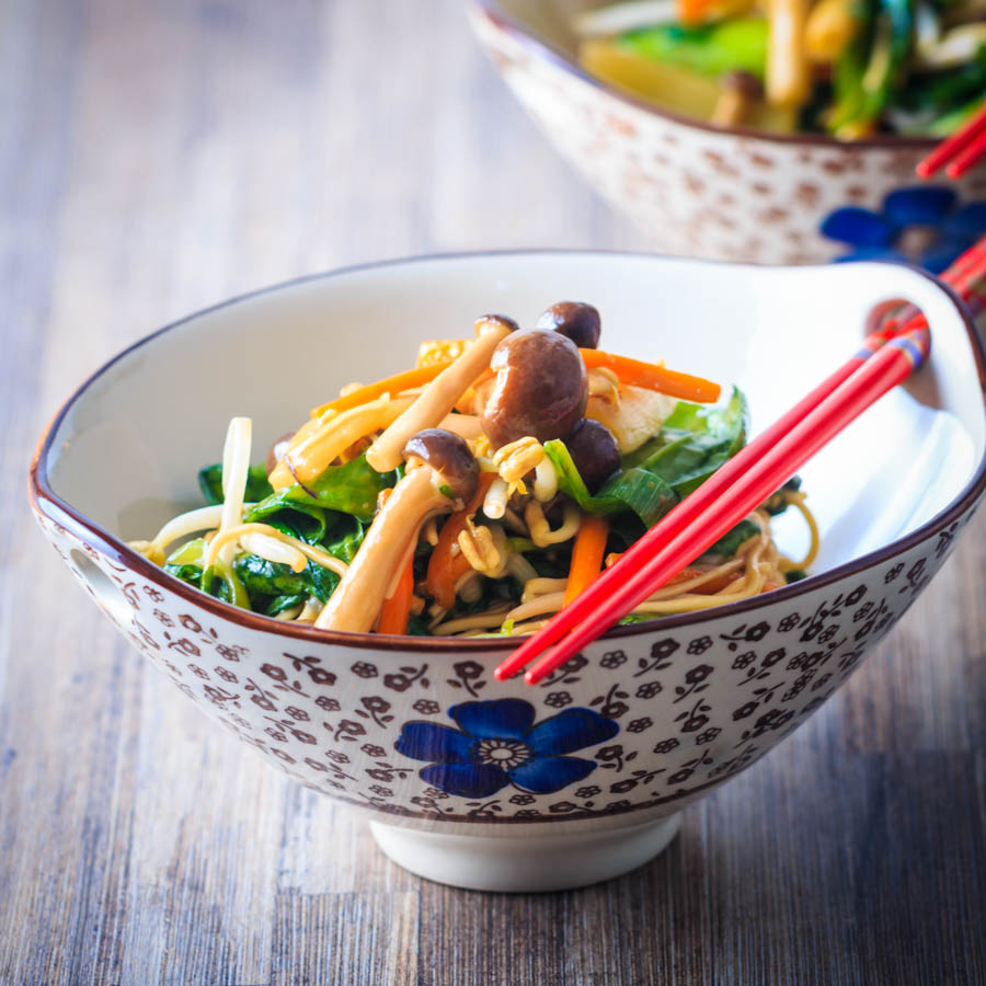 My Mushroom Chow Mein as my take on the takeaway legend and being ready in 20 minutes means it is much quicker than delivery.