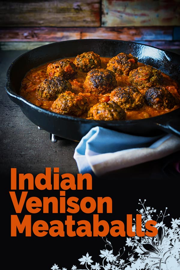 These glorious Indian inspired venison meatballs are served with a masala style sauce and all cooked up in a single skillet. Get your naan breads ready! #meatballs #meatballmonday #venison #venisonrecipes #recipe #recipeiceas #recipeoftheday