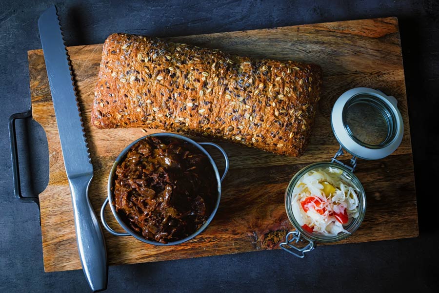 Instant Pot BBQ Pulled Beef With Csalamádé This soft and wonderfully flavoursome BBQ pulled beef is cooked in the Instant Pot and served with a quickened Hungarian pickled cabbage csalamádé.