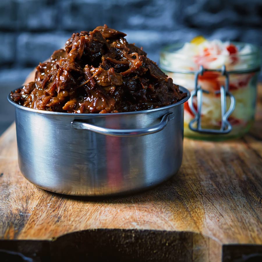 This soft and wonderfully flavoursome BBQ pulled beef is cooked in the Instant Pot and served with a quickened Hungarian pickled cabbage csalamádé.