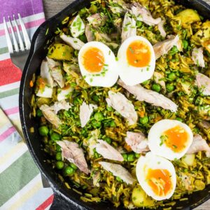 Kedgeree is an Anglo Indian dish traditionally made with smoked haddock my version uses smoked mackerel and is chock full of British Indian flavours!