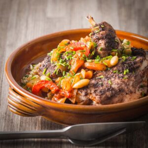 Rabbit is a beautifully lean and sustainable meat and this North African style spiced rabbit tagine is simple quick and wonderfully exotic.
