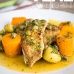 This easy Veal scallopini takes a wonderful piece of veal escalope and combines it with a vibrant wine, caper and lemon sauce to create a delicious simple meal! All ready in 30 minutes this make a perfect week night meal.
