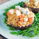 These easy stuffed mushrooms are a great way to use up leftover rice and create a fantastic meal from store cupboard ingredients, these feature roasted red peppers, sun dried tomatoes and Roquefort cheese.