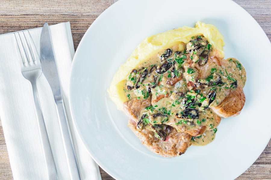 Pork with prunes is a pretty classic combination and here they feature in a brandy cream sauce alongside pork tenderloin and buttery mashed potato.