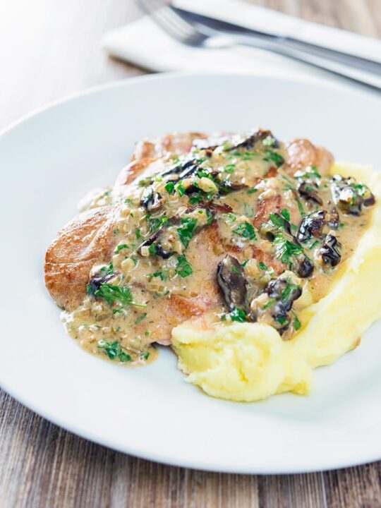 Pork with prunes is a pretty classic combination and here they feature in a brandy cream sauce alongside pork tenderloin and buttery mashed potato.